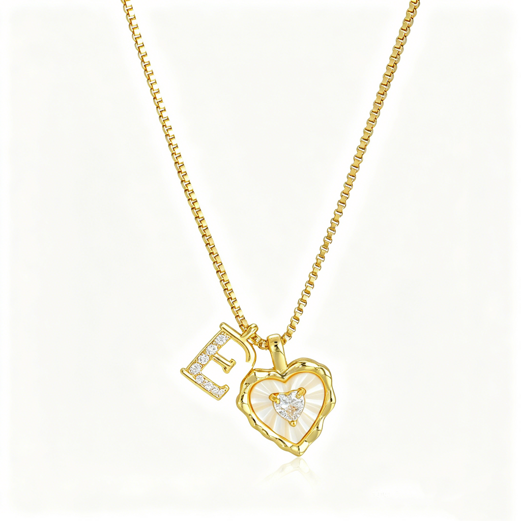 Personalized Pearl Heart Initial Necklace