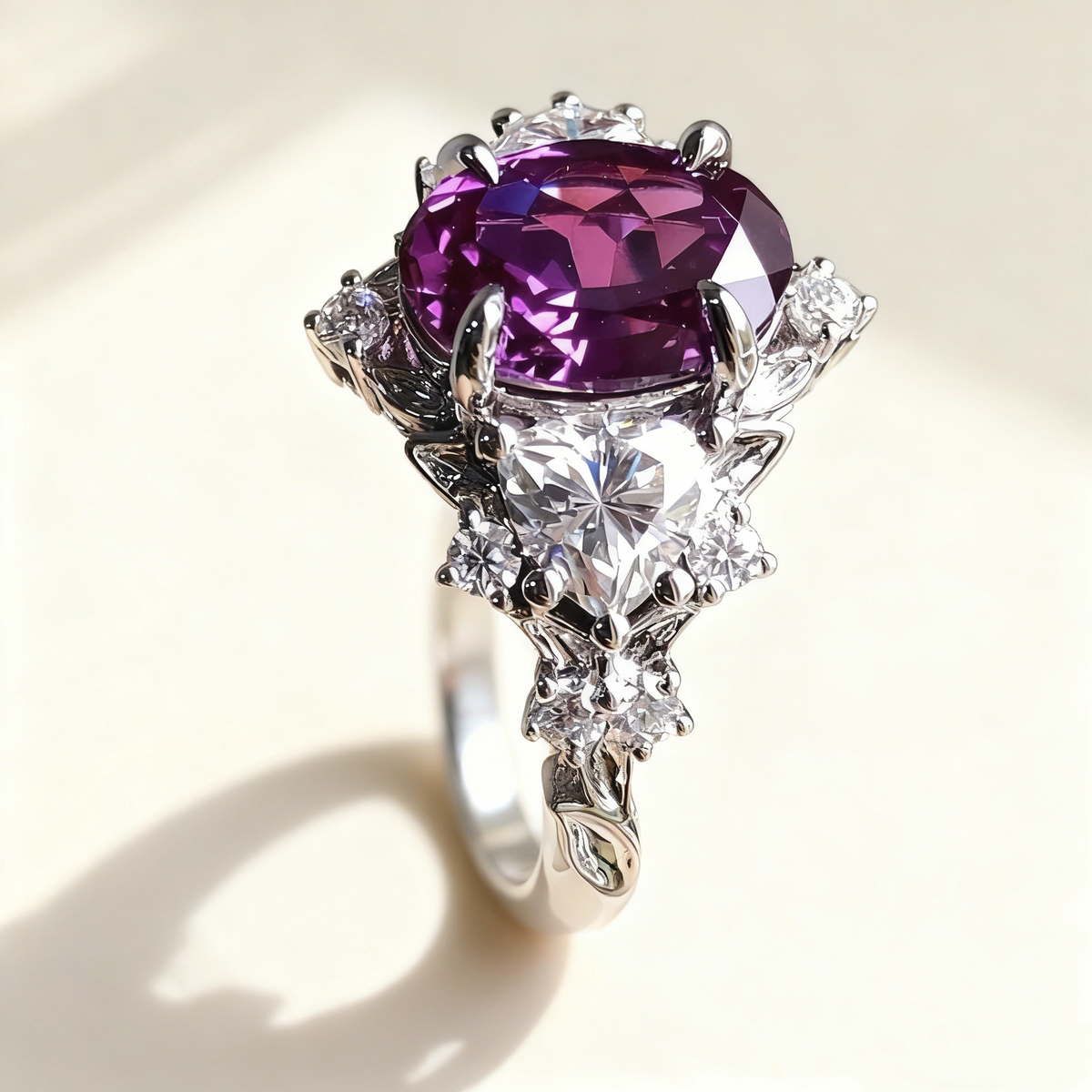 Amethyst Diamond Ring