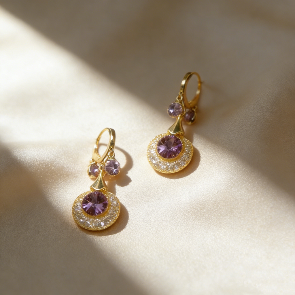 Natural Crystal Gold Wire Earrings