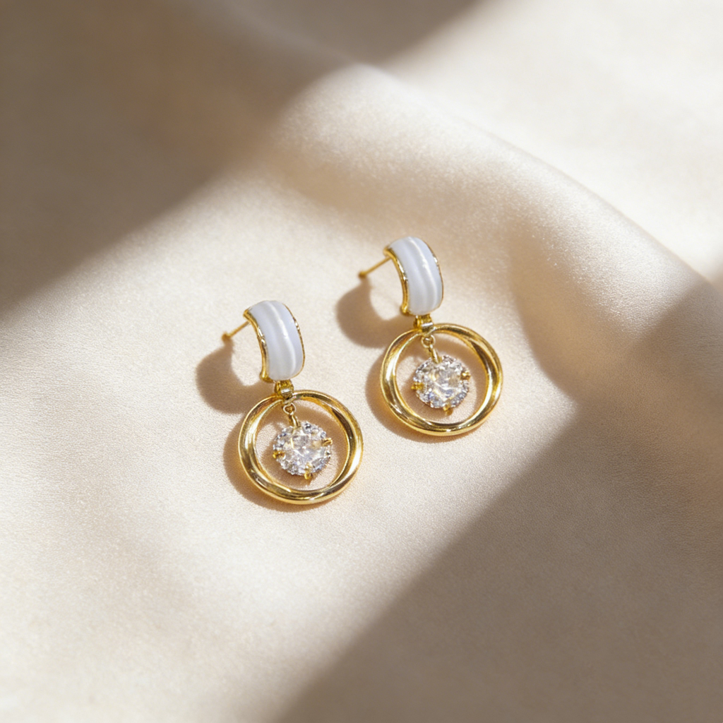 Natural Shell Multi-Hoop Drop Stud Earrings