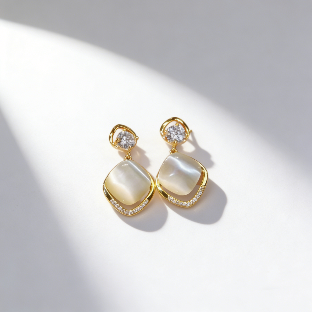 Elegant Cat's Eye Pendant Earrings