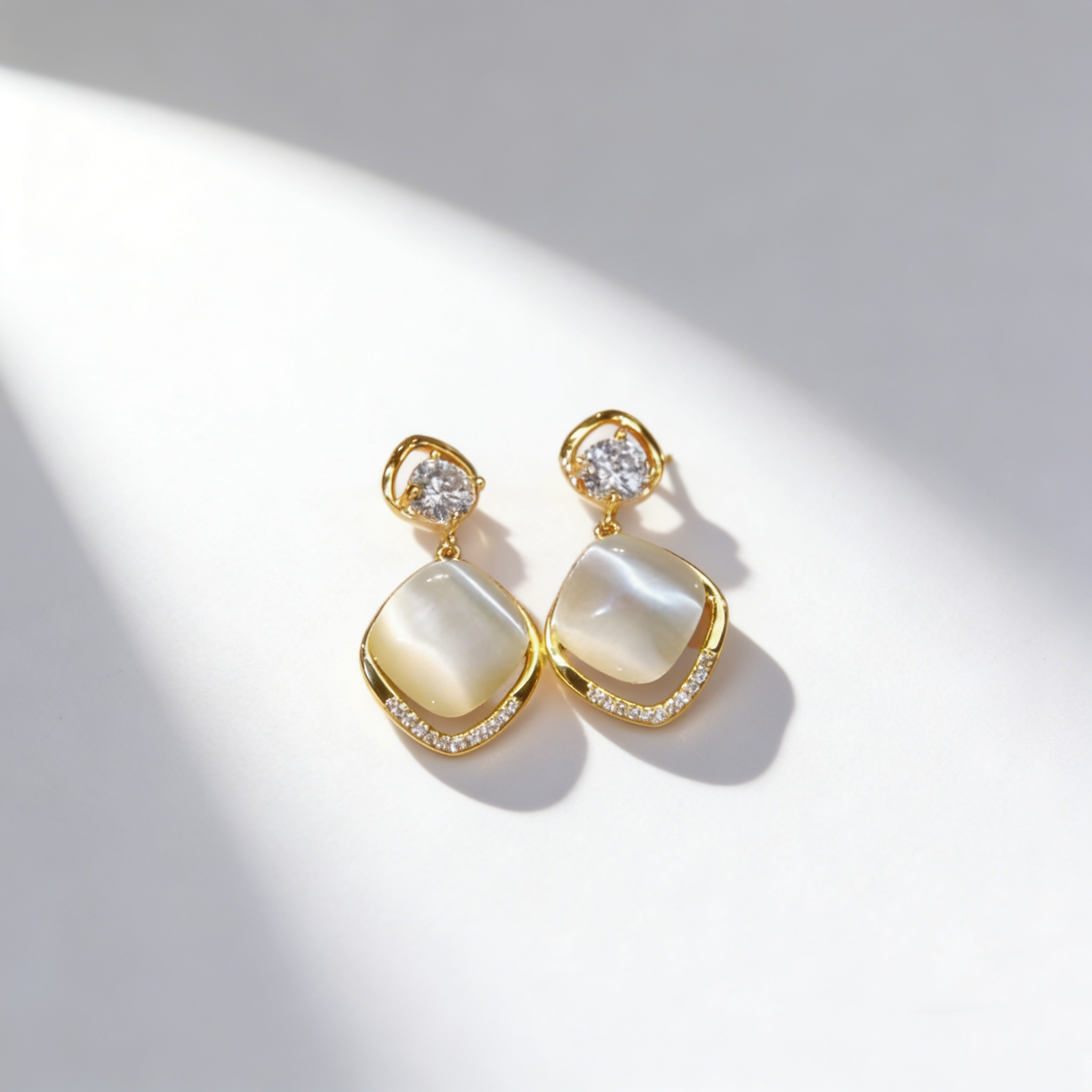 Elegant Cat's Eye Pendant Earrings