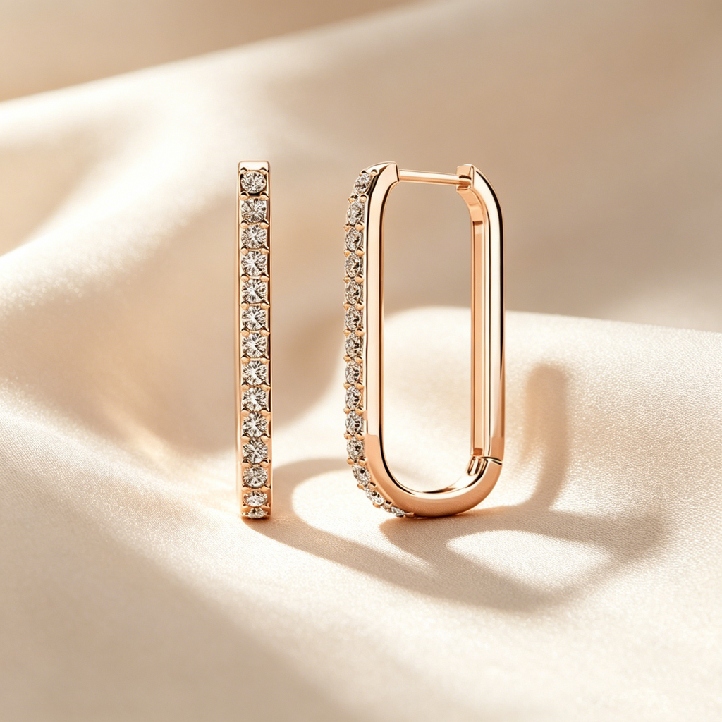U-Shaped Pavé Hoop Earrings