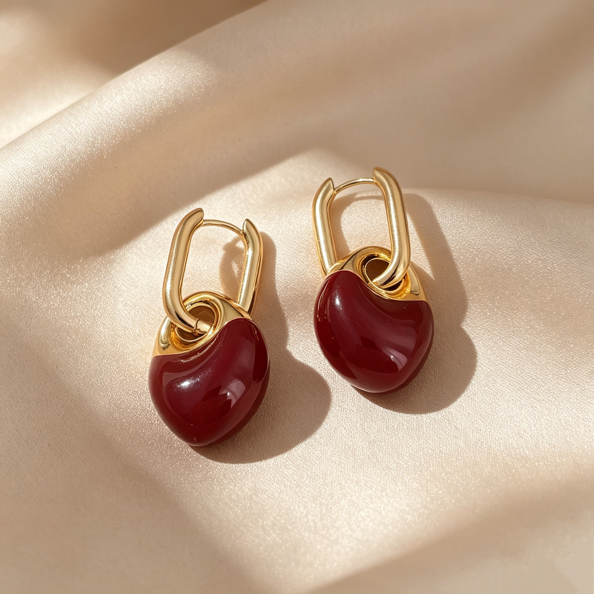 Modern Bean Drop Hoop Earrings
