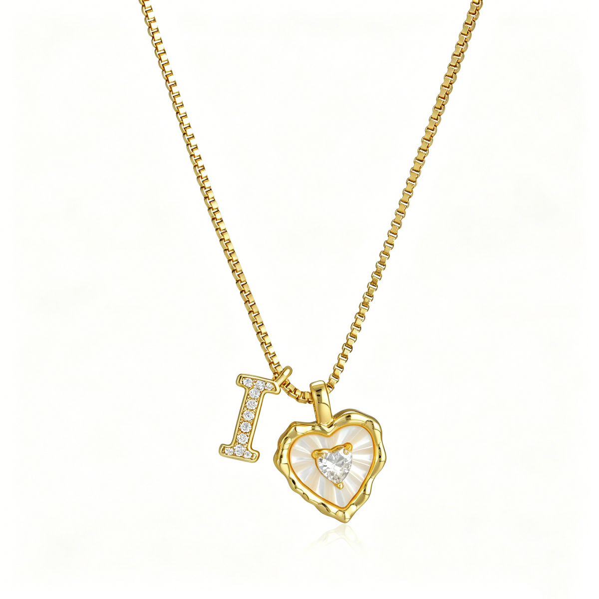 Personalized Pearl Heart Initial Necklace