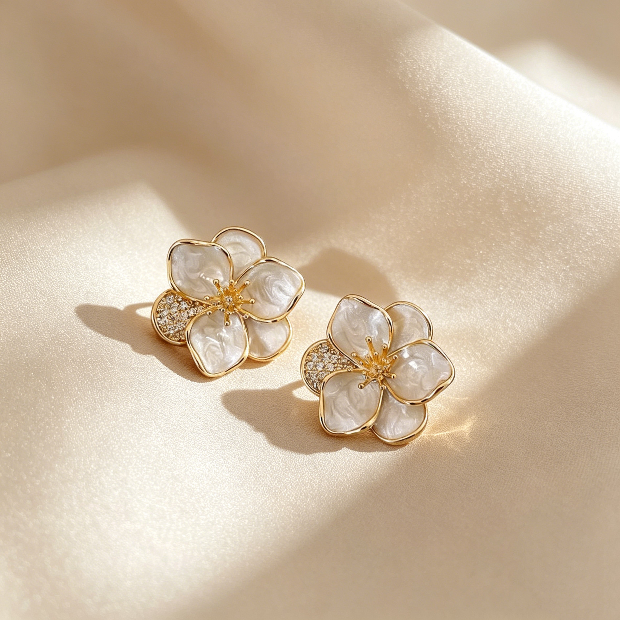 Pearl Blossom Stud Earrings
