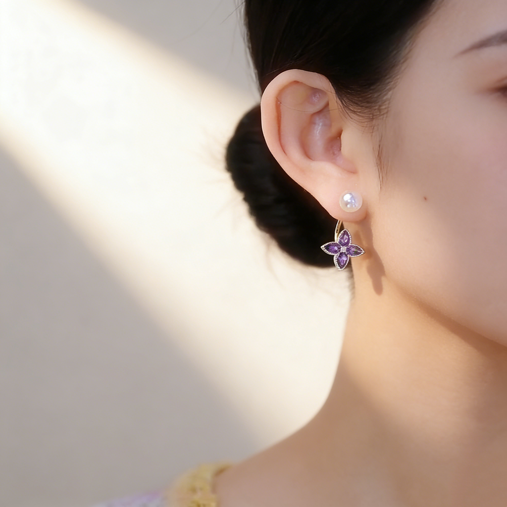 Lucky Flower Pearl Earrings