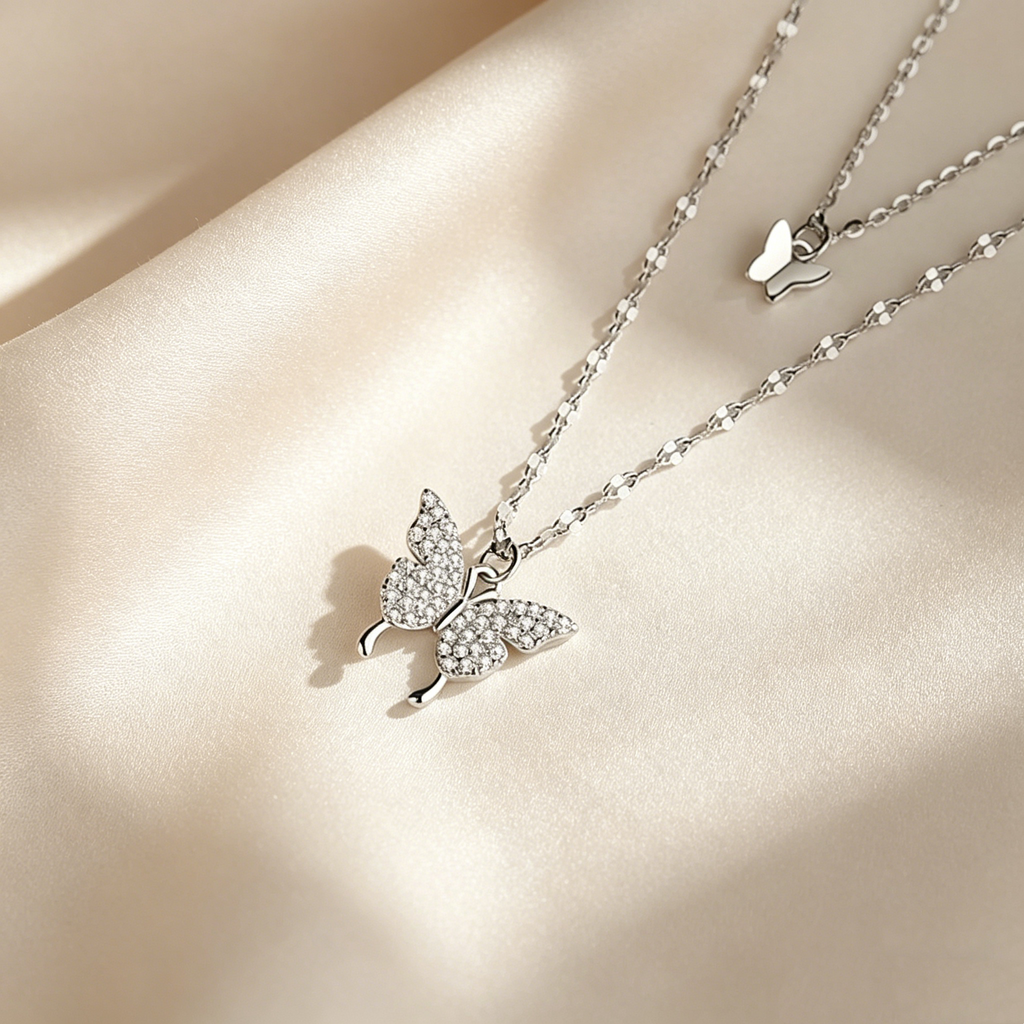 Double Layer Butterfly Necklace