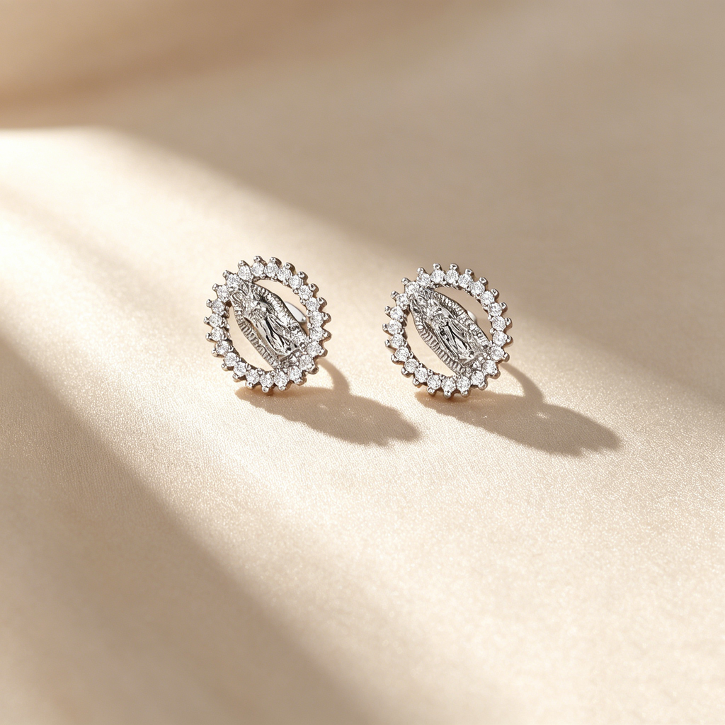 Virgin Maria Halo Stud Earrings