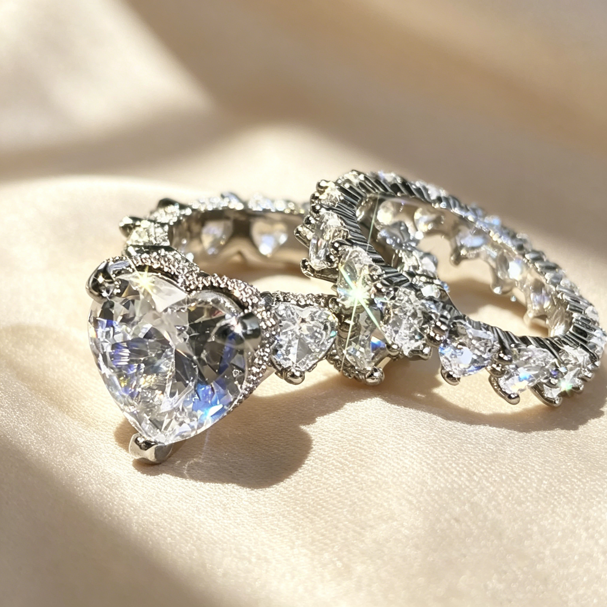 Heart Cut Stackable Ring Set