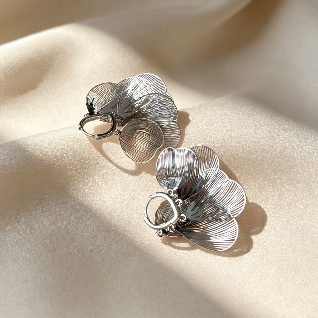 Elegant Multi-Layer Leaf Drop Hoop Earrings