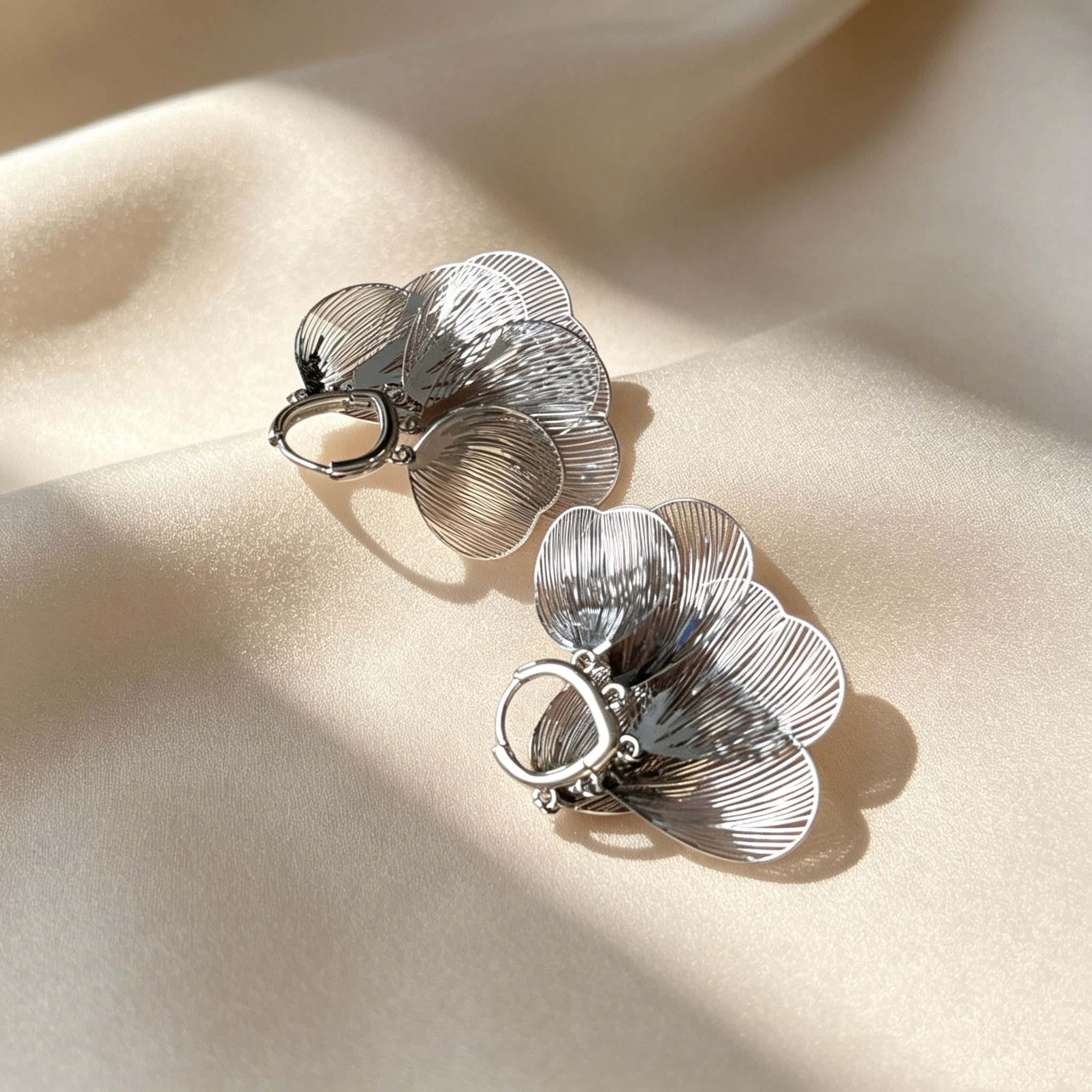 Elegant Multi-Layer Leaf Drop Hoop Earrings