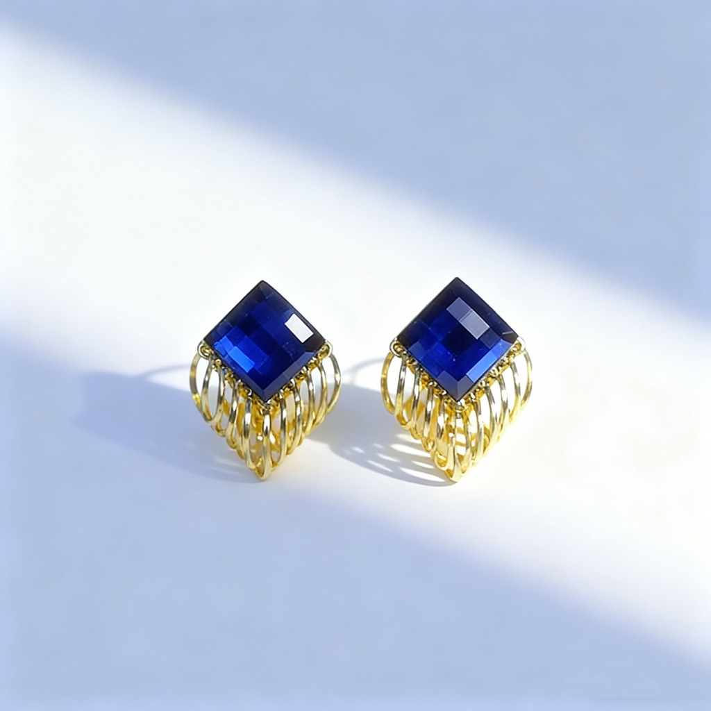 Sapphire Tassel Hoop Earrings
