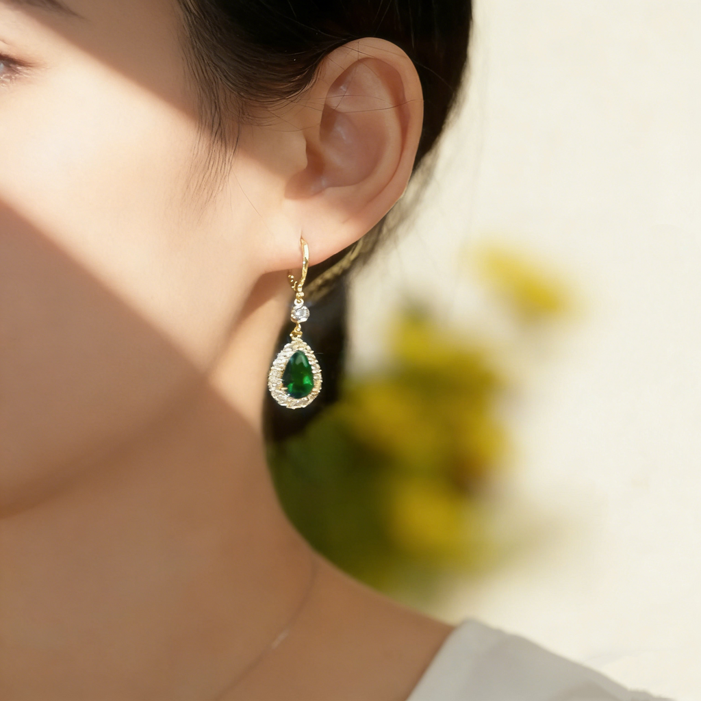 Waterdrop Green Gemstone Earrings