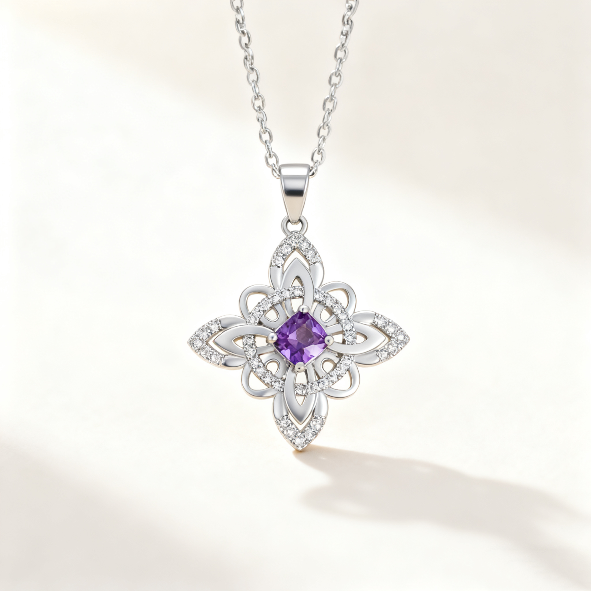 Celtic Knot Amethyst Pendant Necklace