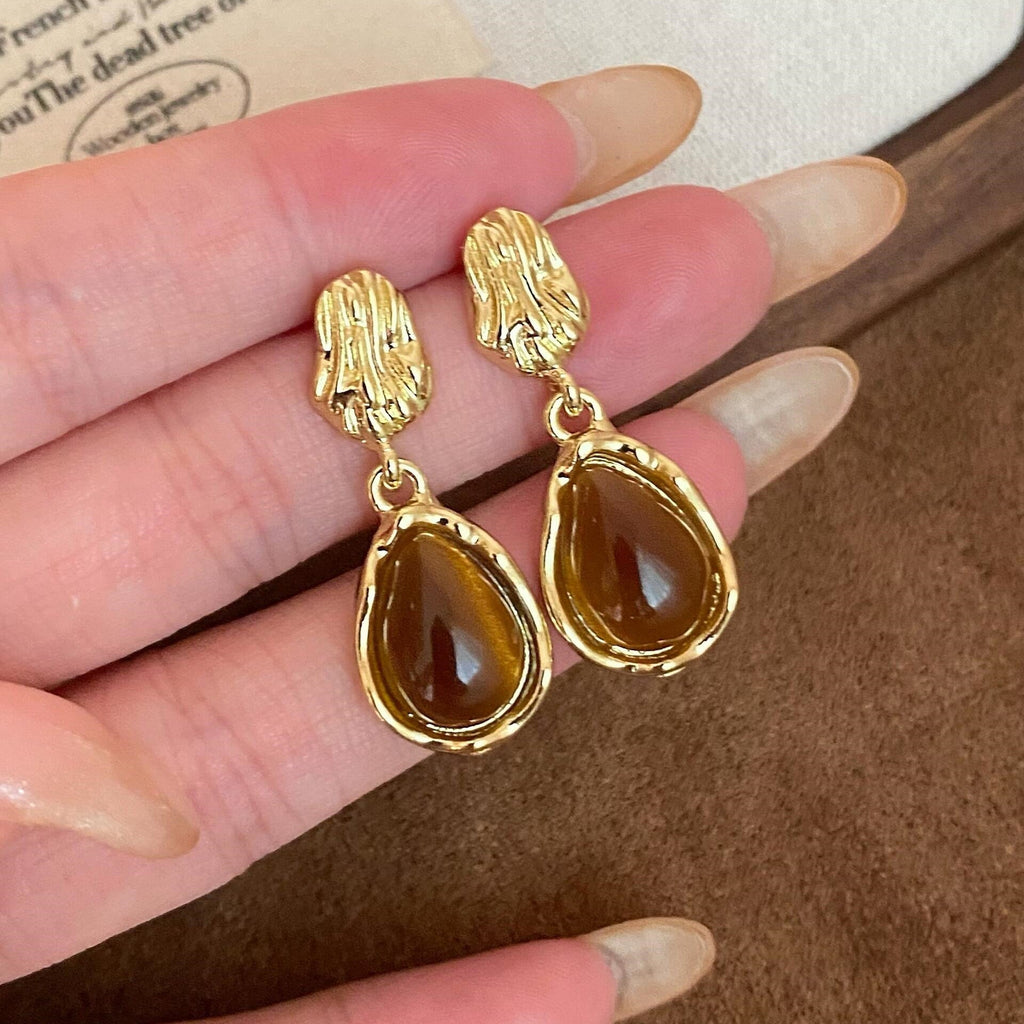 Amber Tiger's Eye Earrings