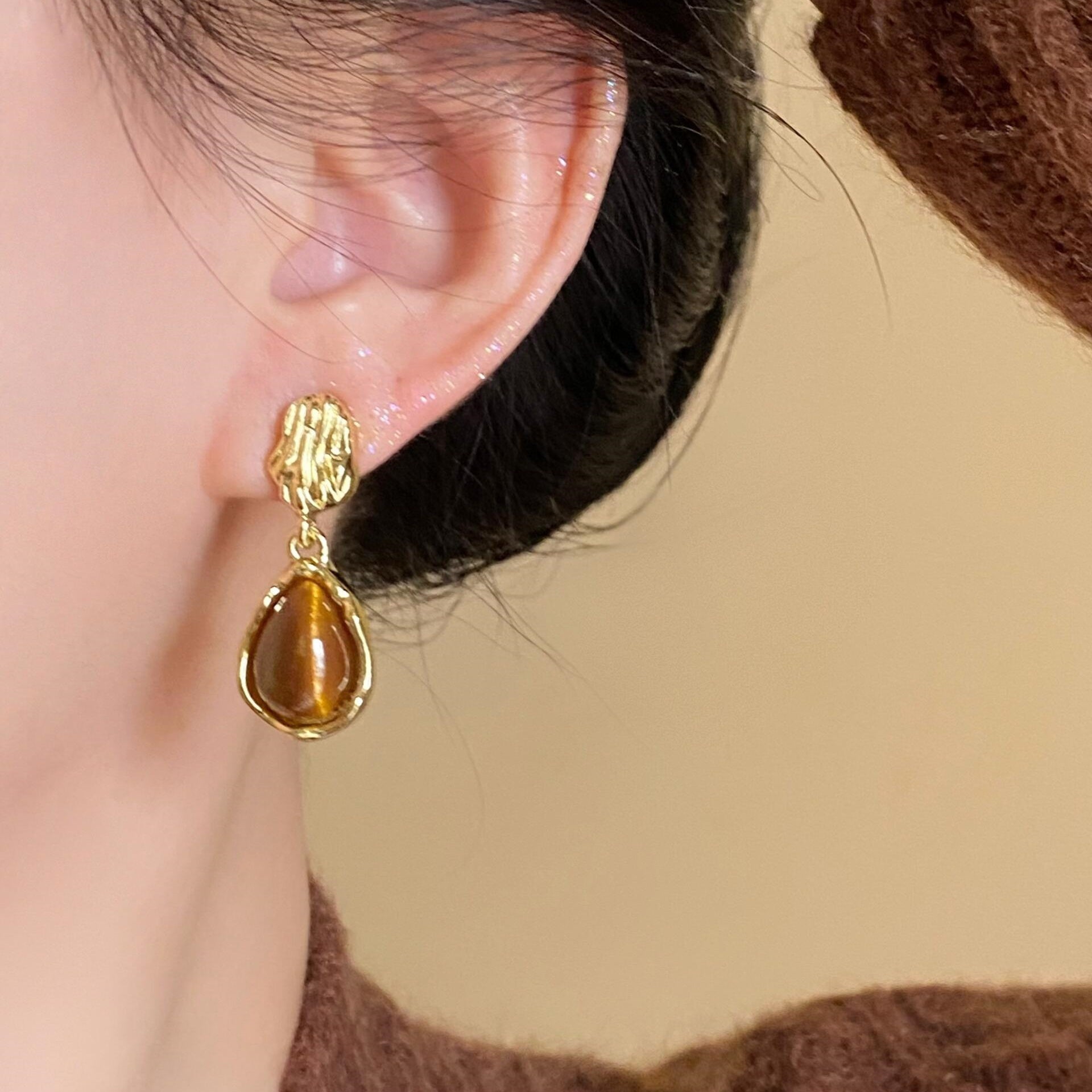 Amber Tiger's Eye Earrings