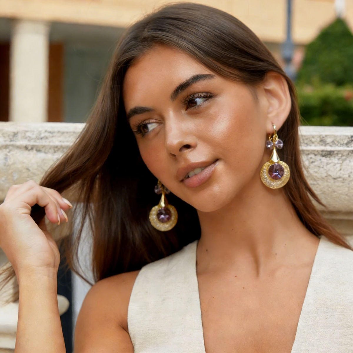 Natural Crystal Gold Wire Earrings
