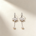 Ice Flower Tassel Pearl Earrings