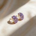 Elegant Natural Amethyst C-Hoop Earrings