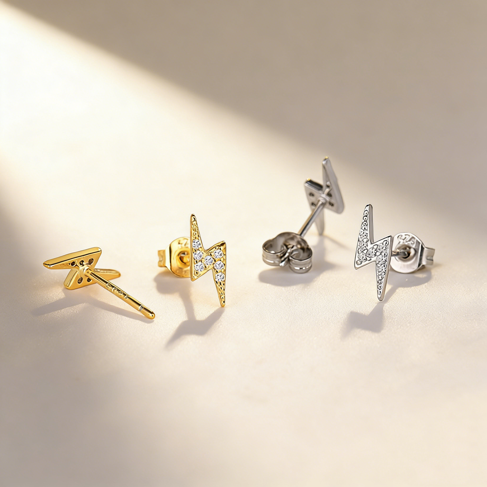 Minimalist Lightning Stud Earrings