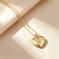Rose Engraved Heart Locket Necklace
