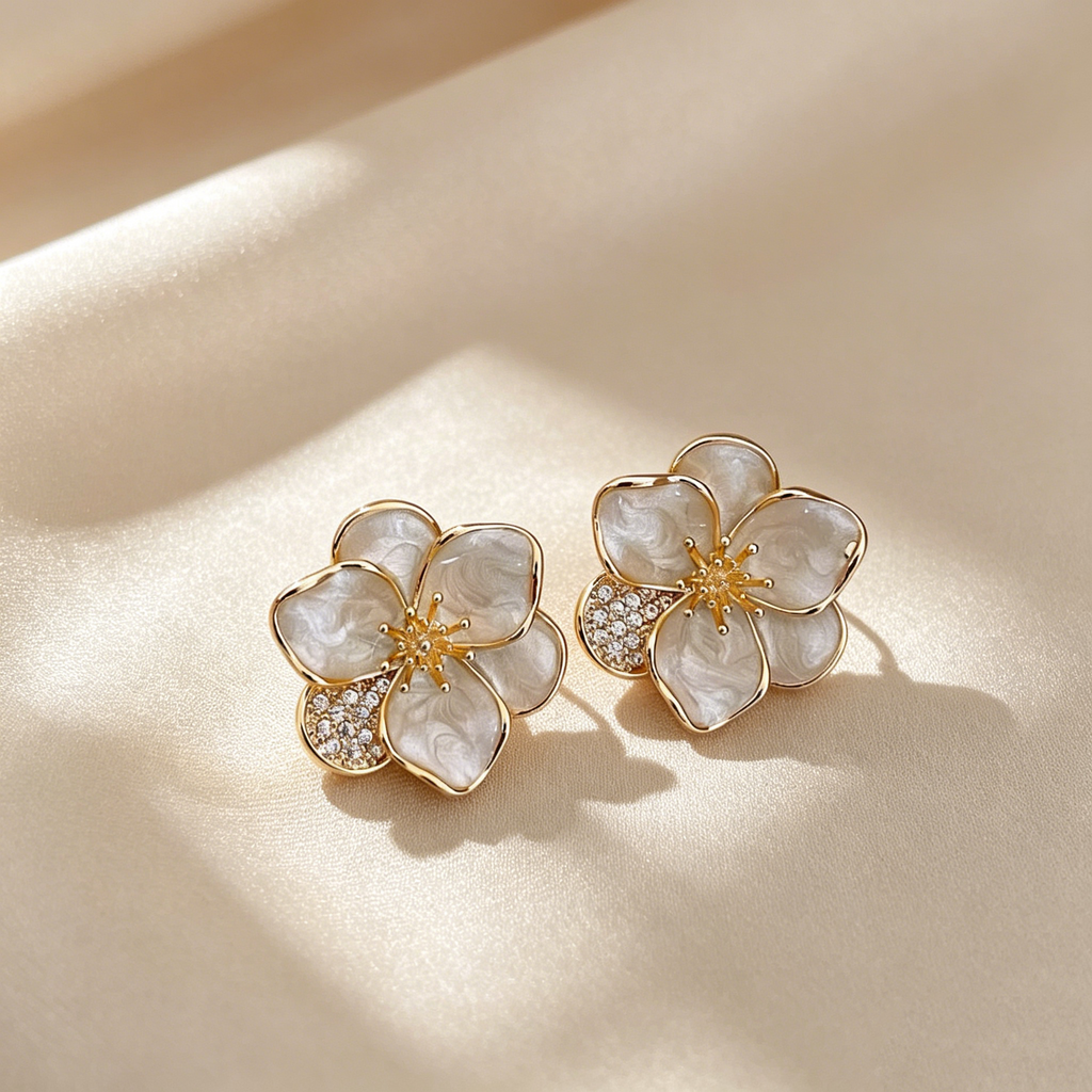 Pearl Blossom Stud Earrings