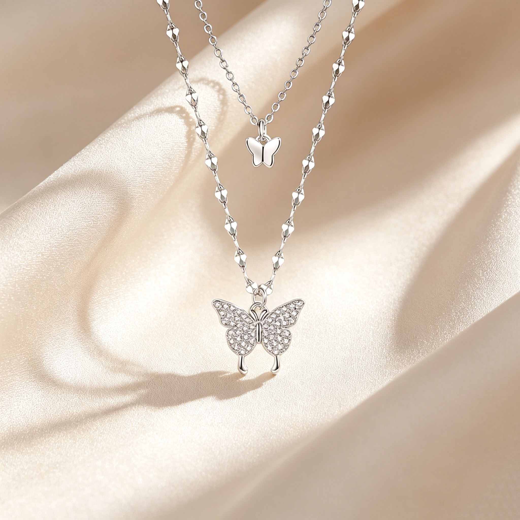 Double Layer Butterfly Necklace