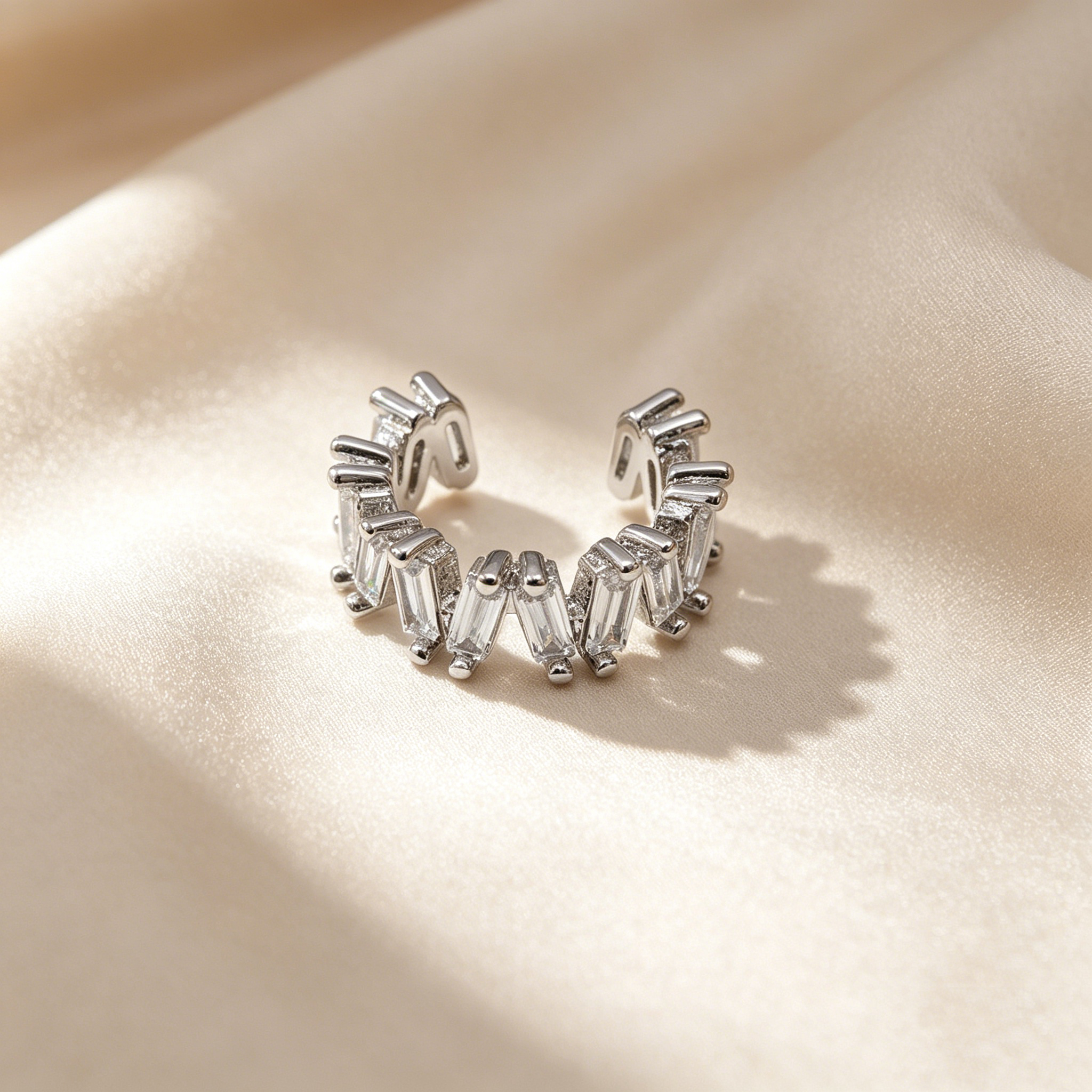 Sparkling Hoop Earrings &  Wave Ear Cuff Set