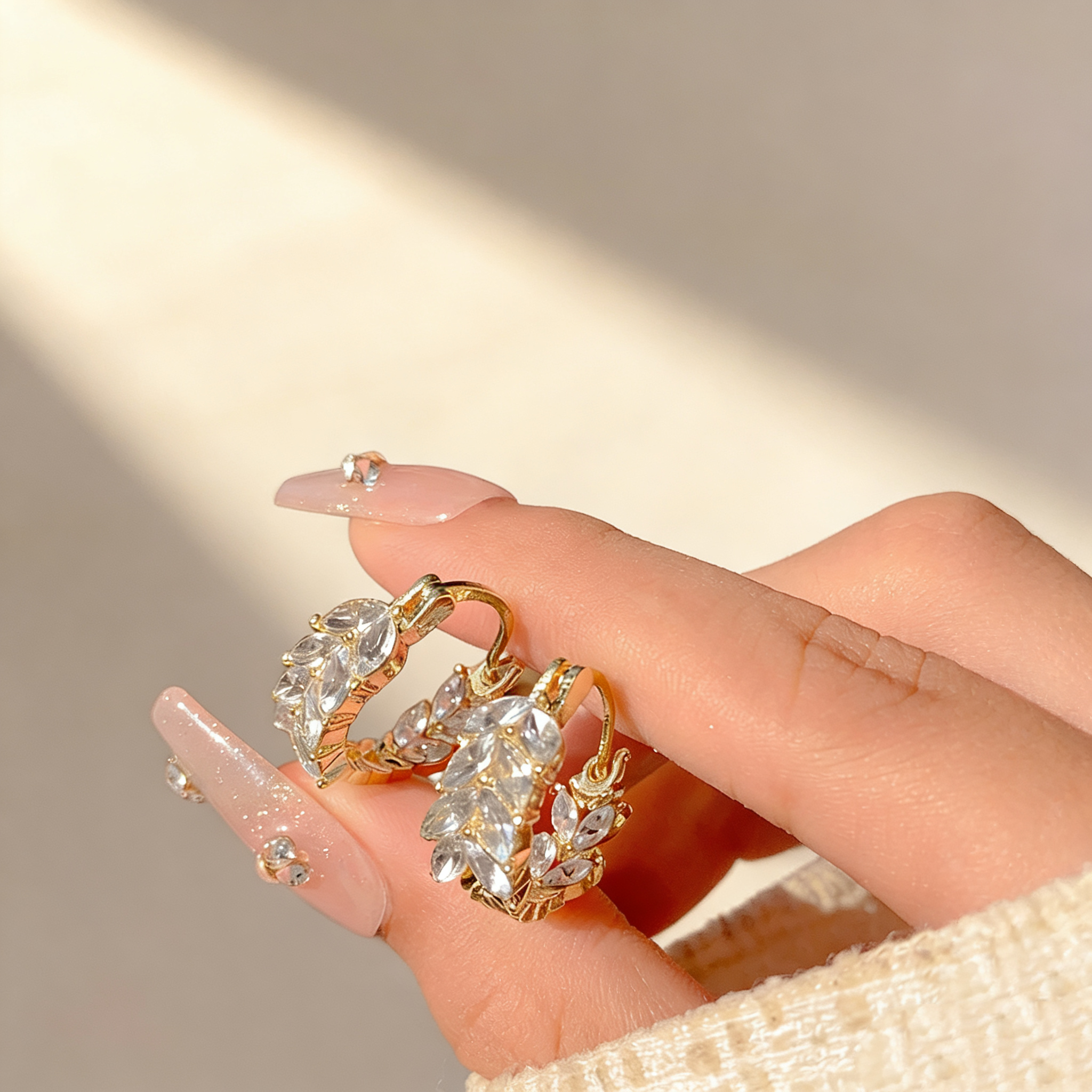 Diamond Wheat Ear Earrings