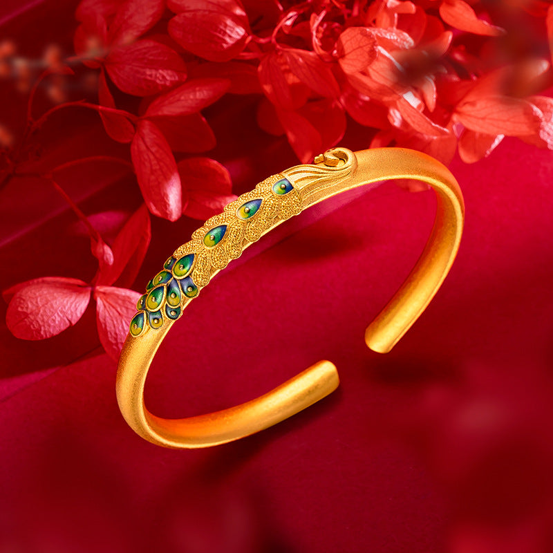 Enamel Peacock Bangle