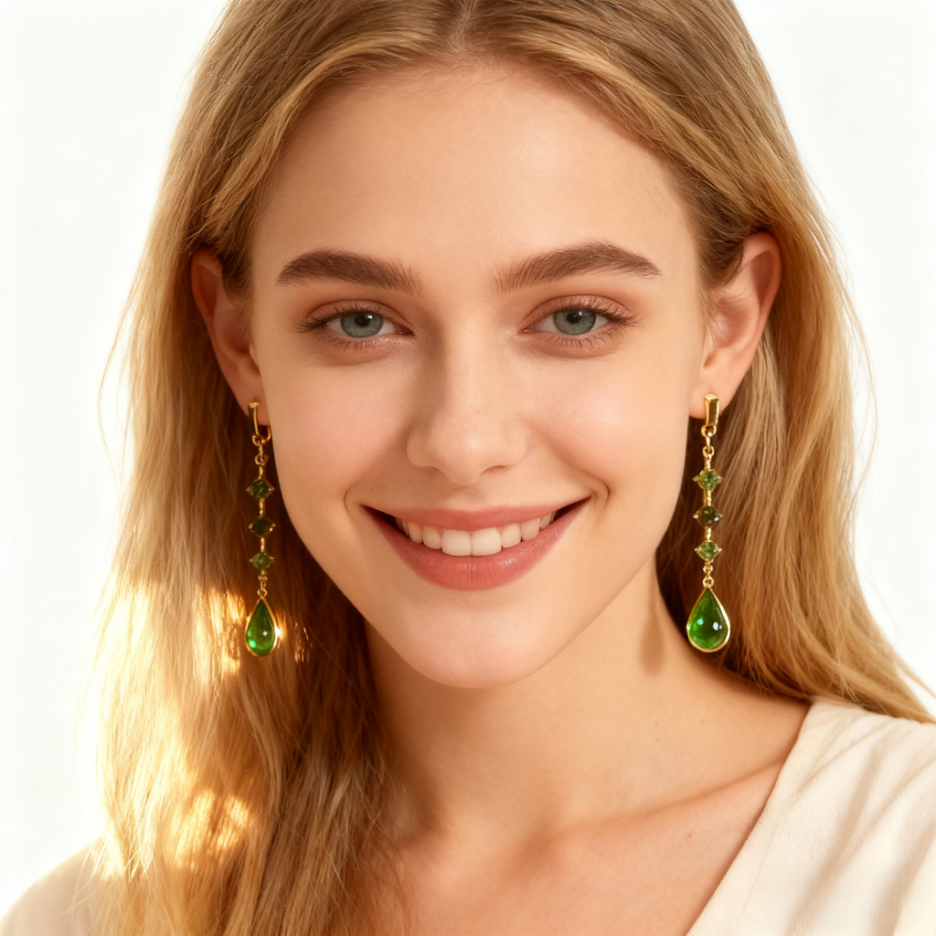 Verdant Teardrop Crystal Earrings