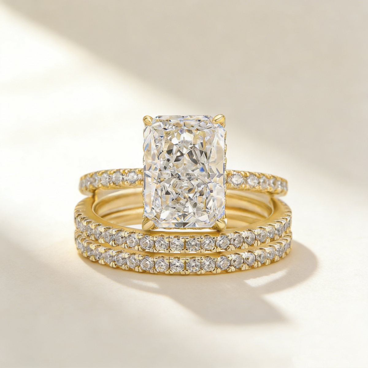 Ultra Sparkling Frost Cut Moissanite Ring Set