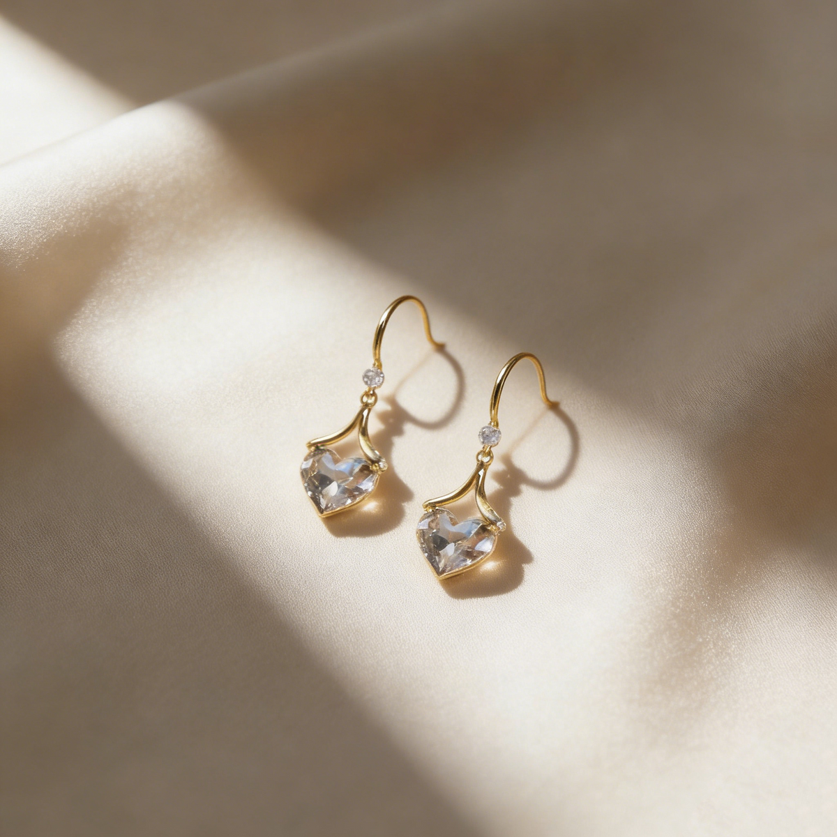 Natural Crystal Heart Earrings