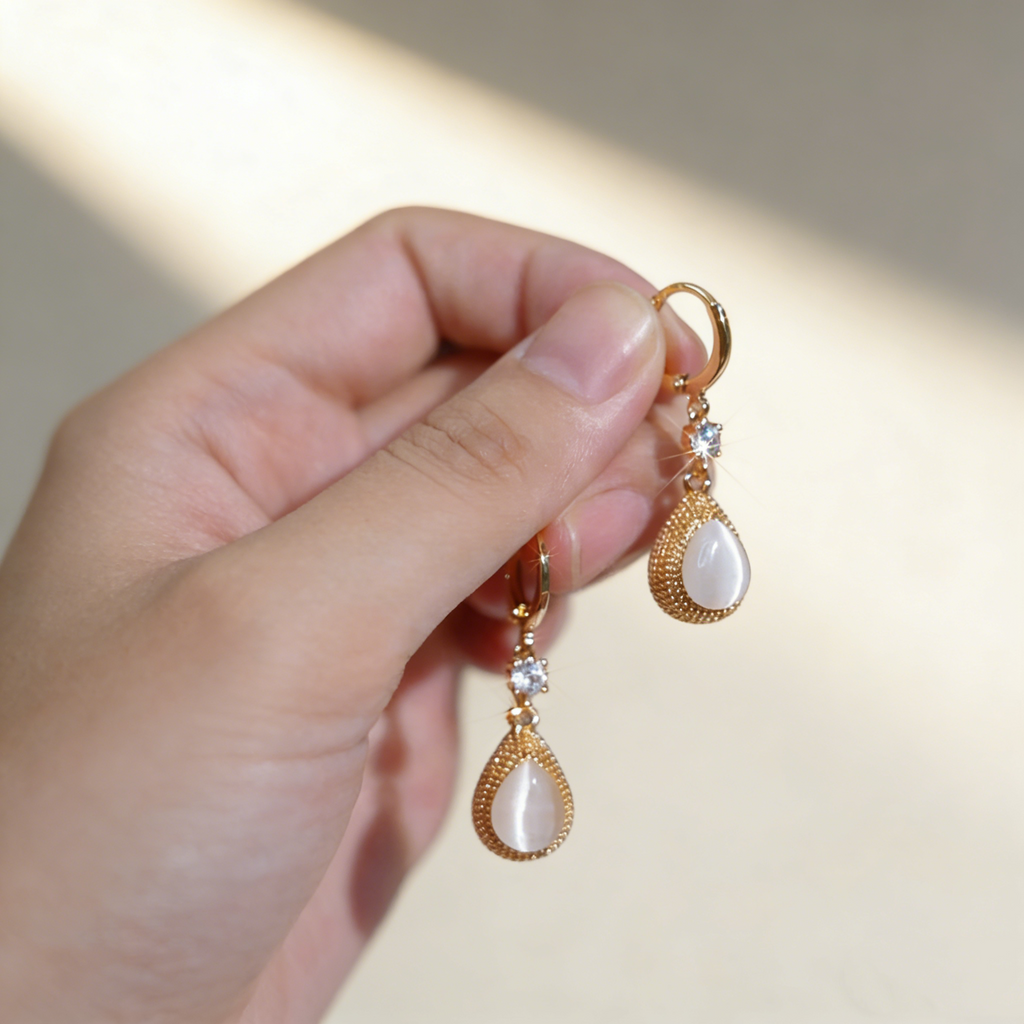 Cat's Eye Teardrop Earrings