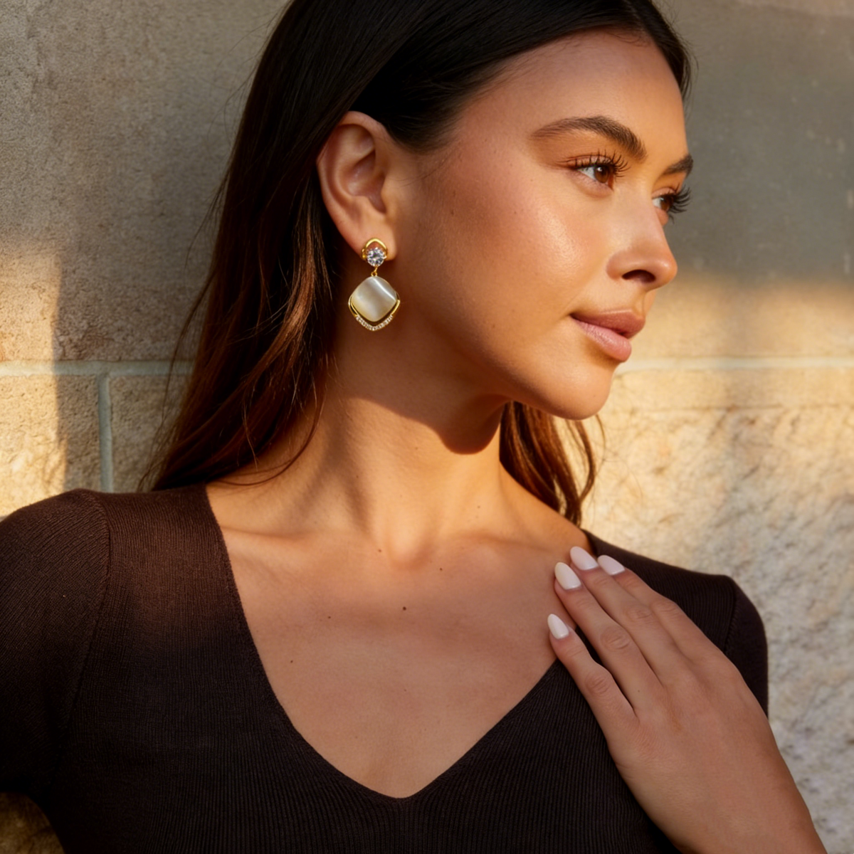 Elegant Cat's Eye Pendant Earrings