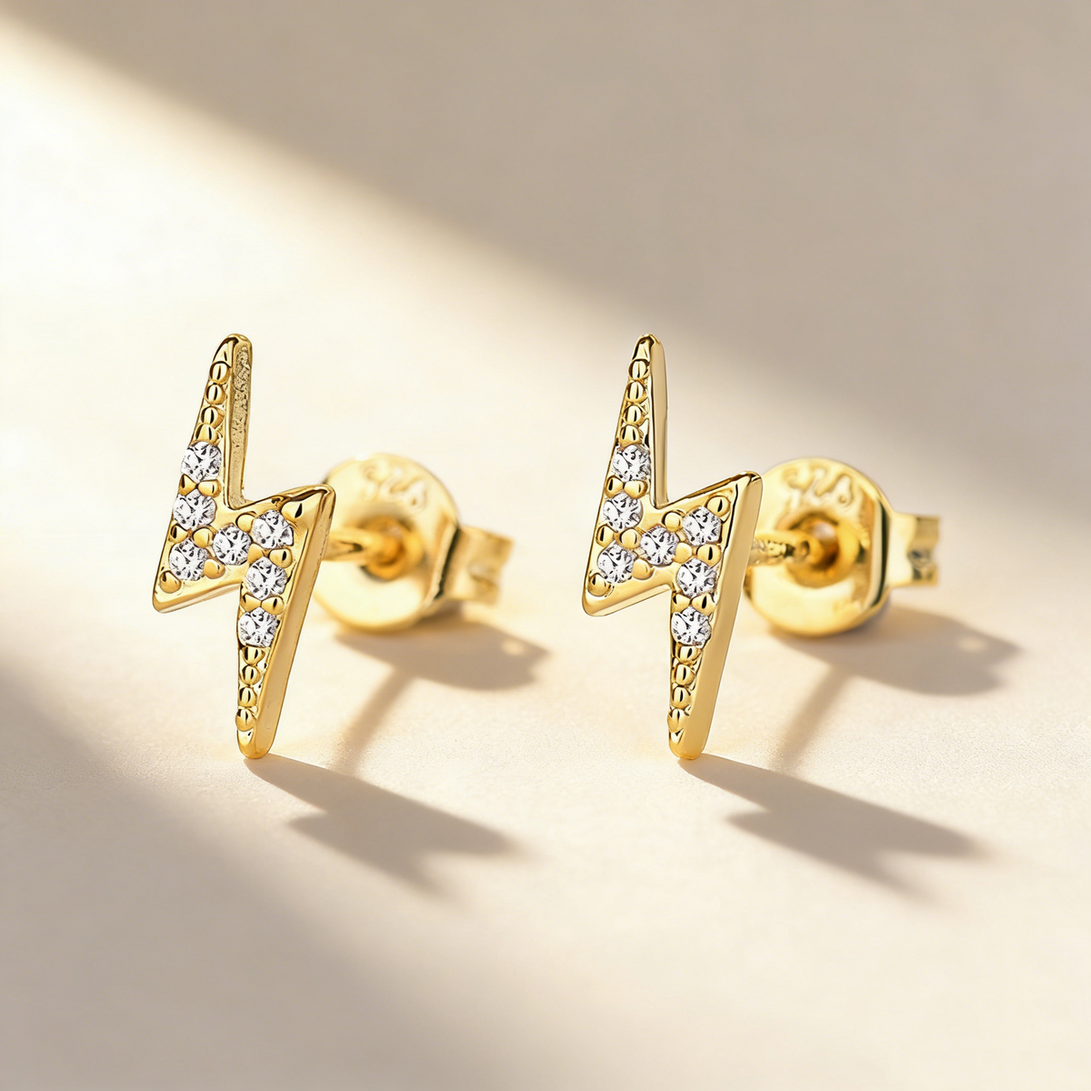 Minimalist Lightning Stud Earrings