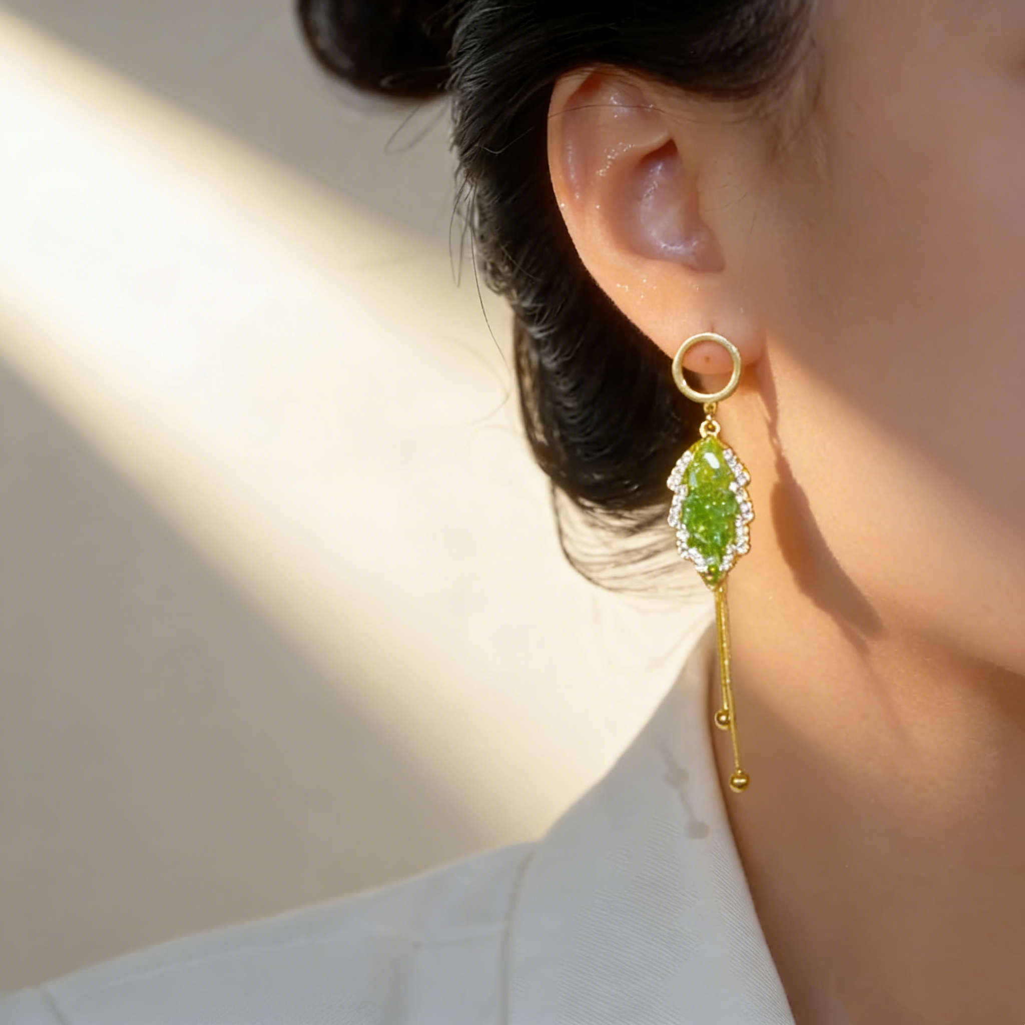 Asymmetrical Tassel Leaf Earrings