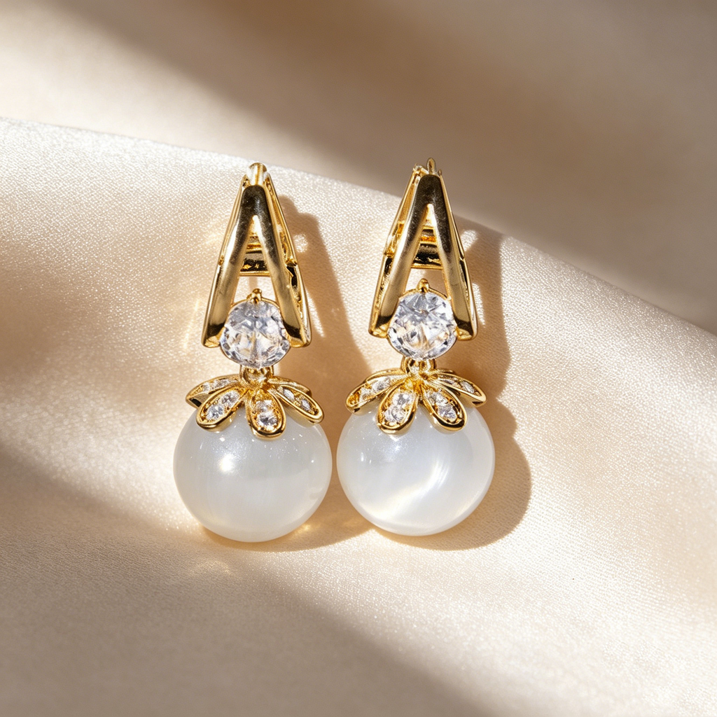 Elegant Cat’s Eye Drop Earrings