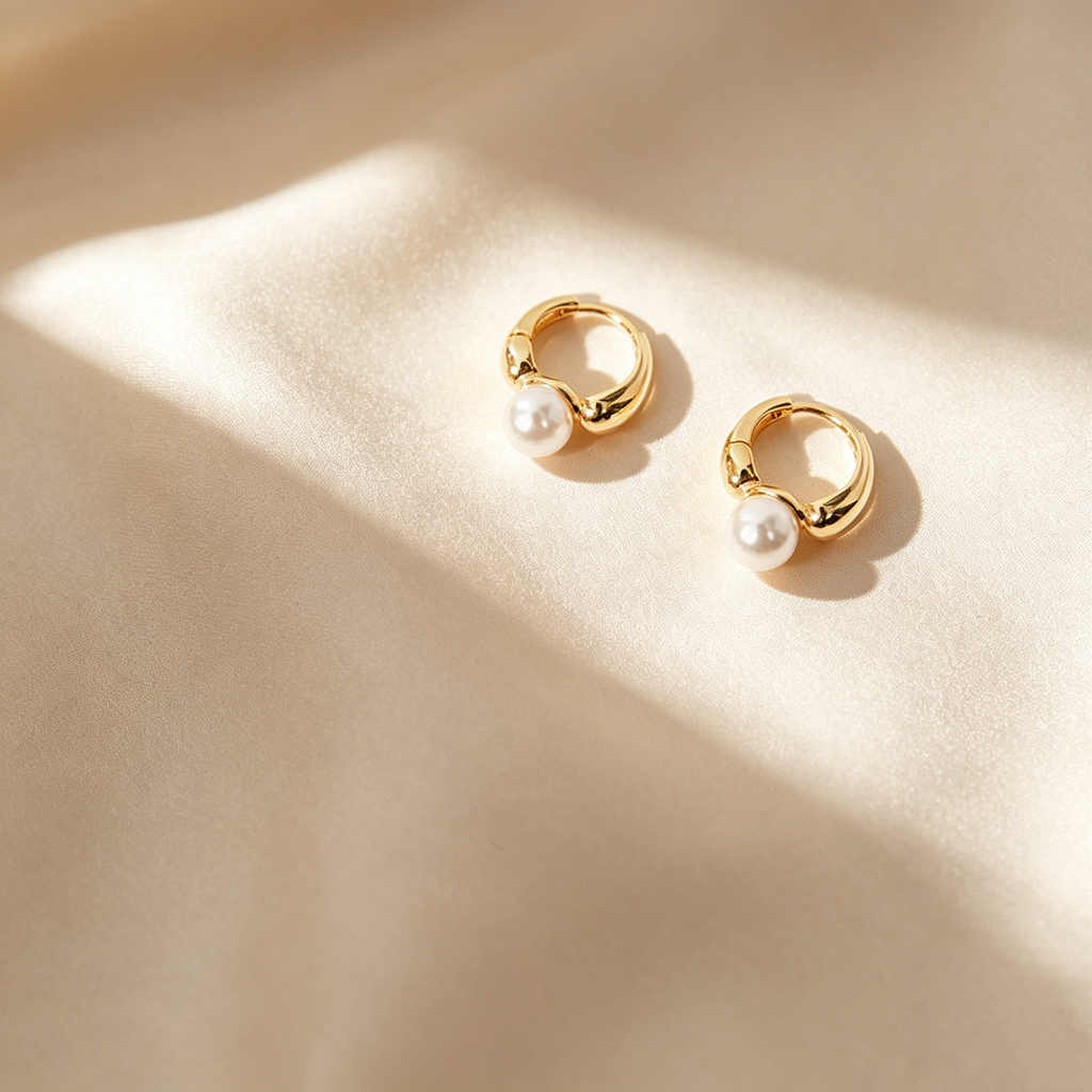 Minimal Pearl Hoop Earrings