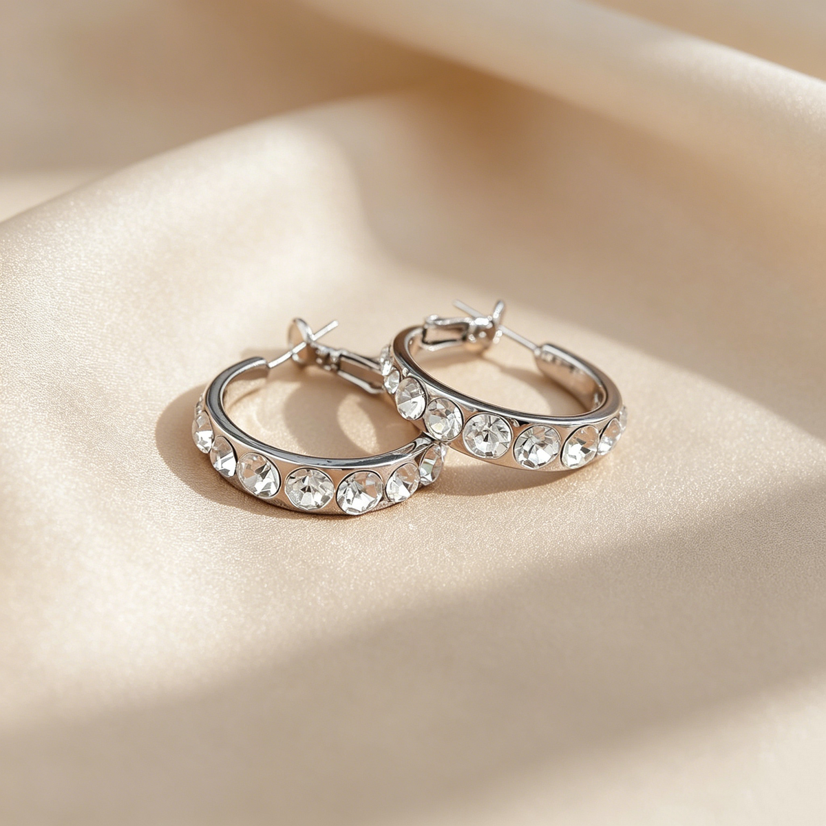 Elegant Pavé Diamond Hoop Earrings