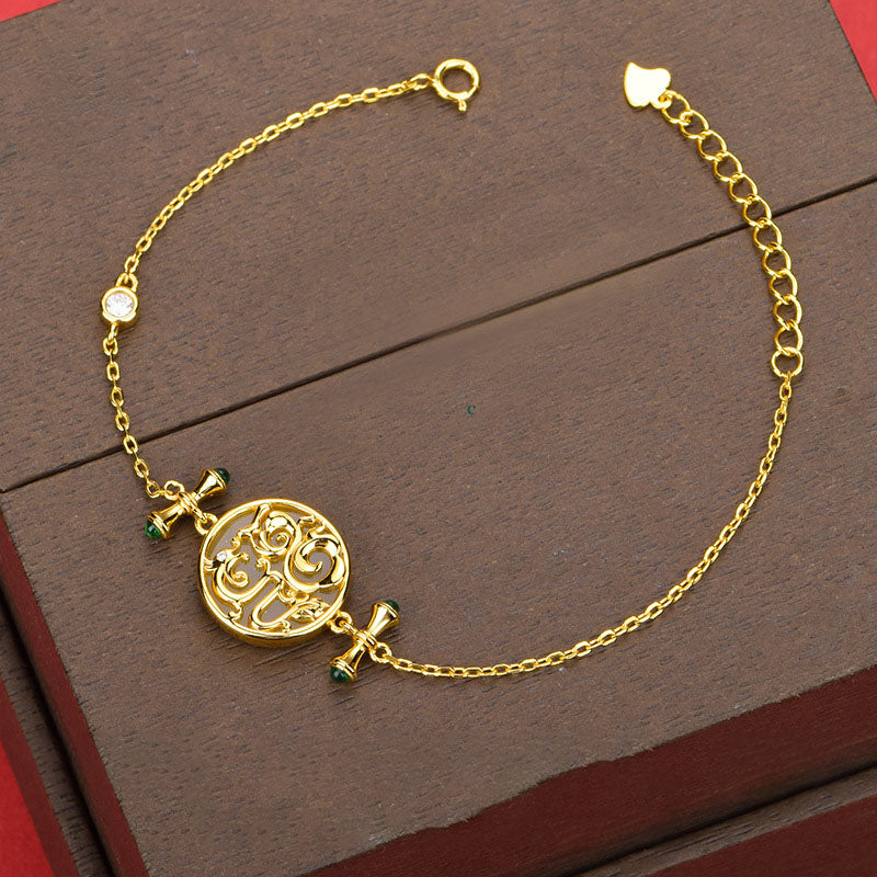 Dragon Phoenix ? Natural Emerald Jade Stone Bracelet