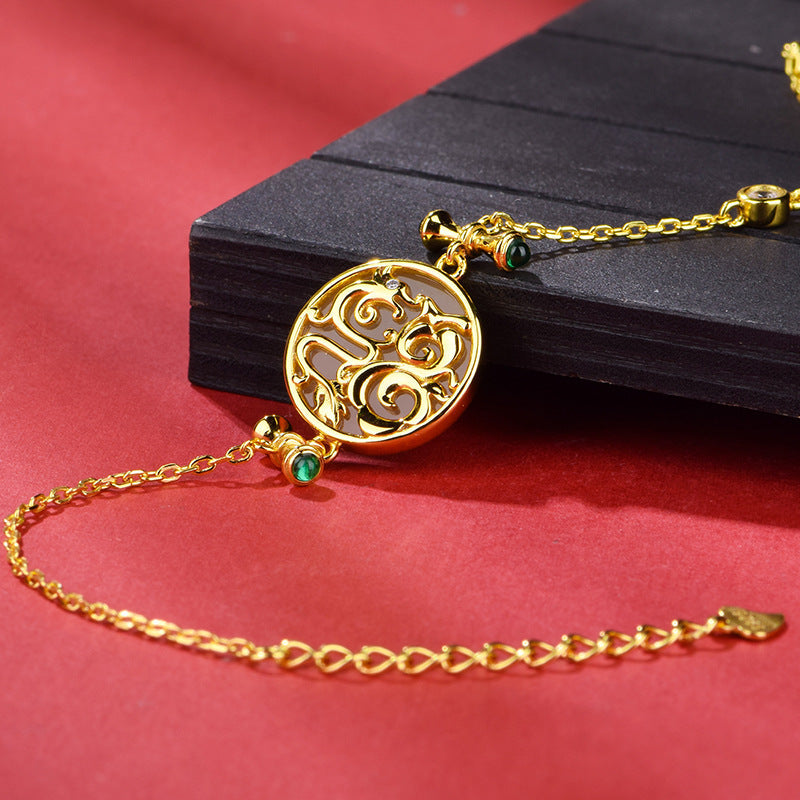 Dragon Phoenix ? Natural Emerald Jade Stone Bracelet