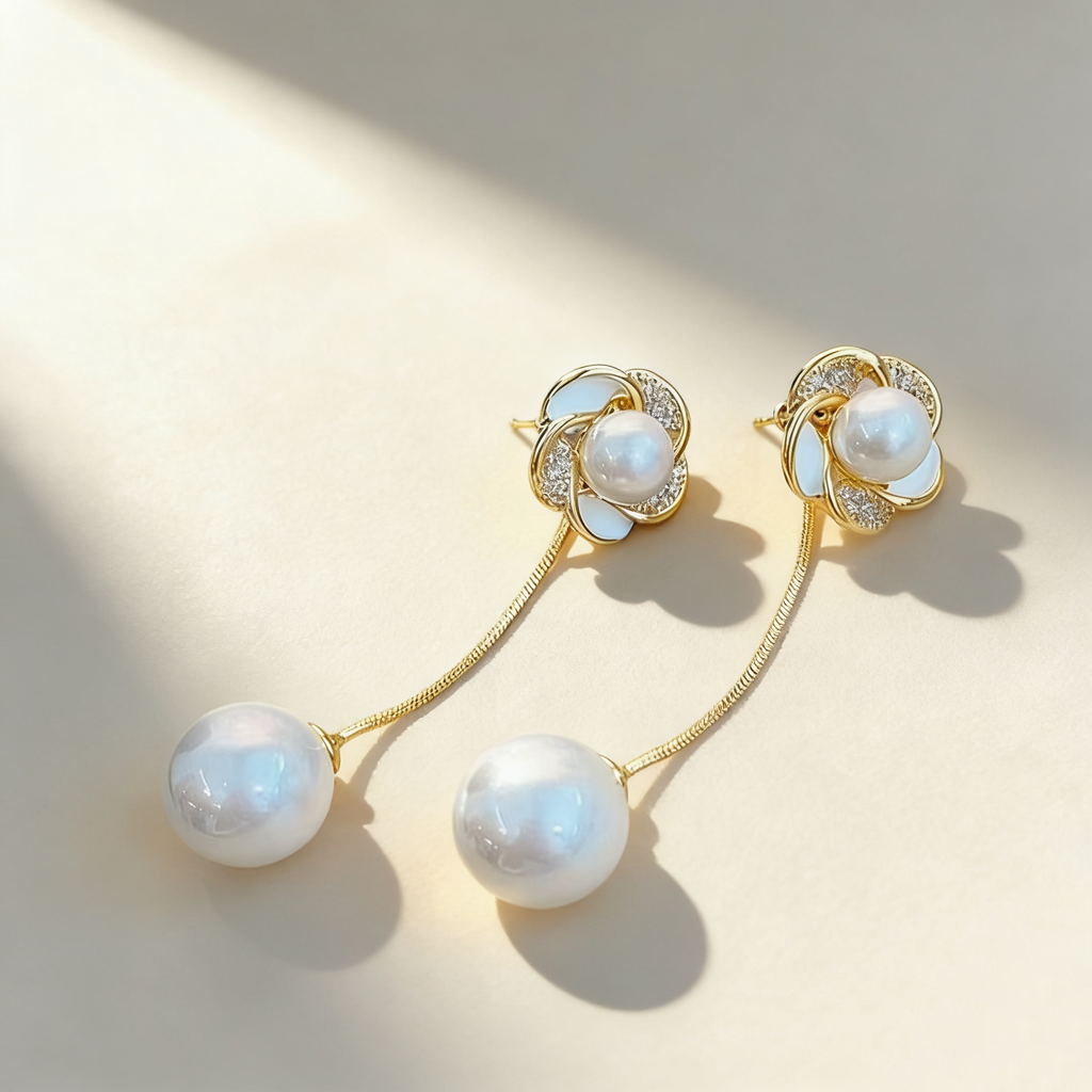 Camellia Pearl Earrings