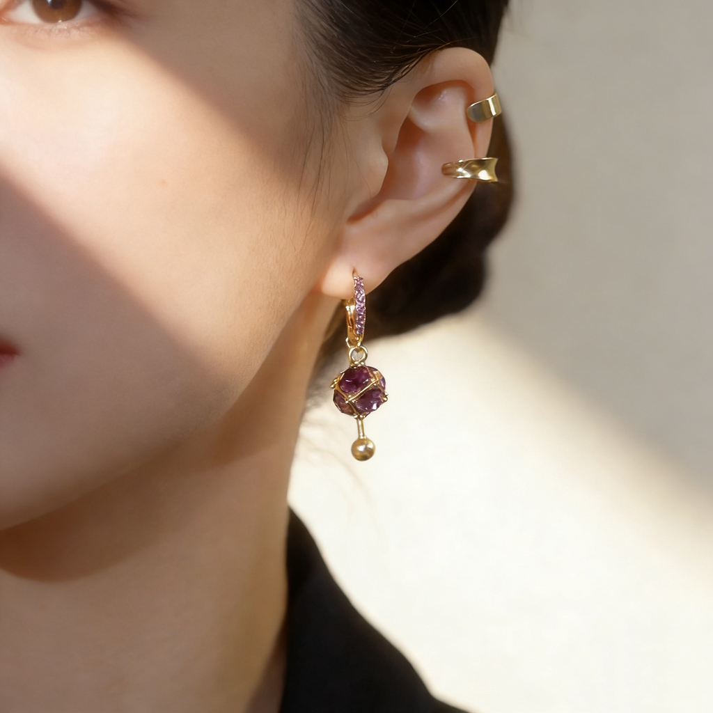 Natural Amethyst Tassel Drop Earrings