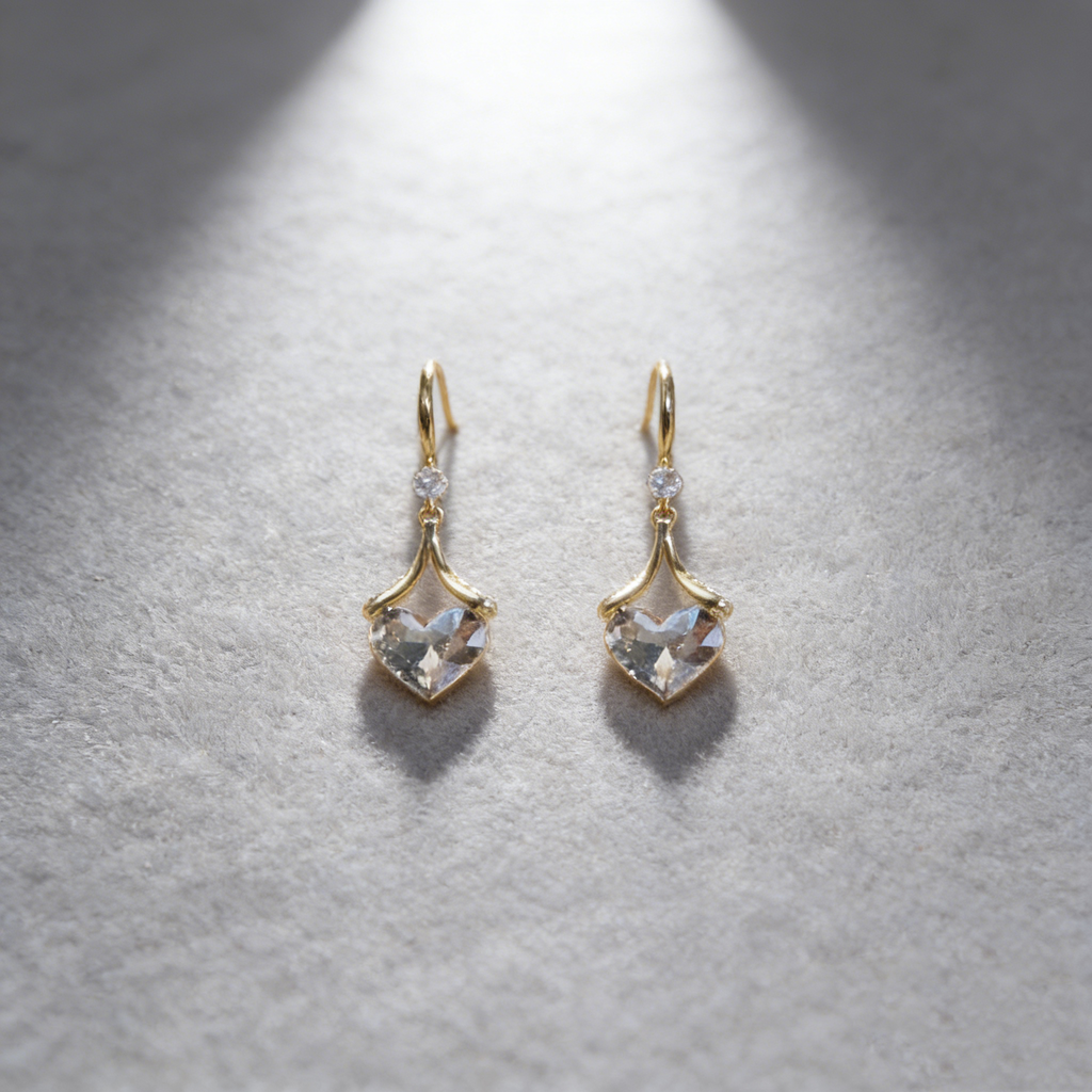Natural Crystal Heart Earrings