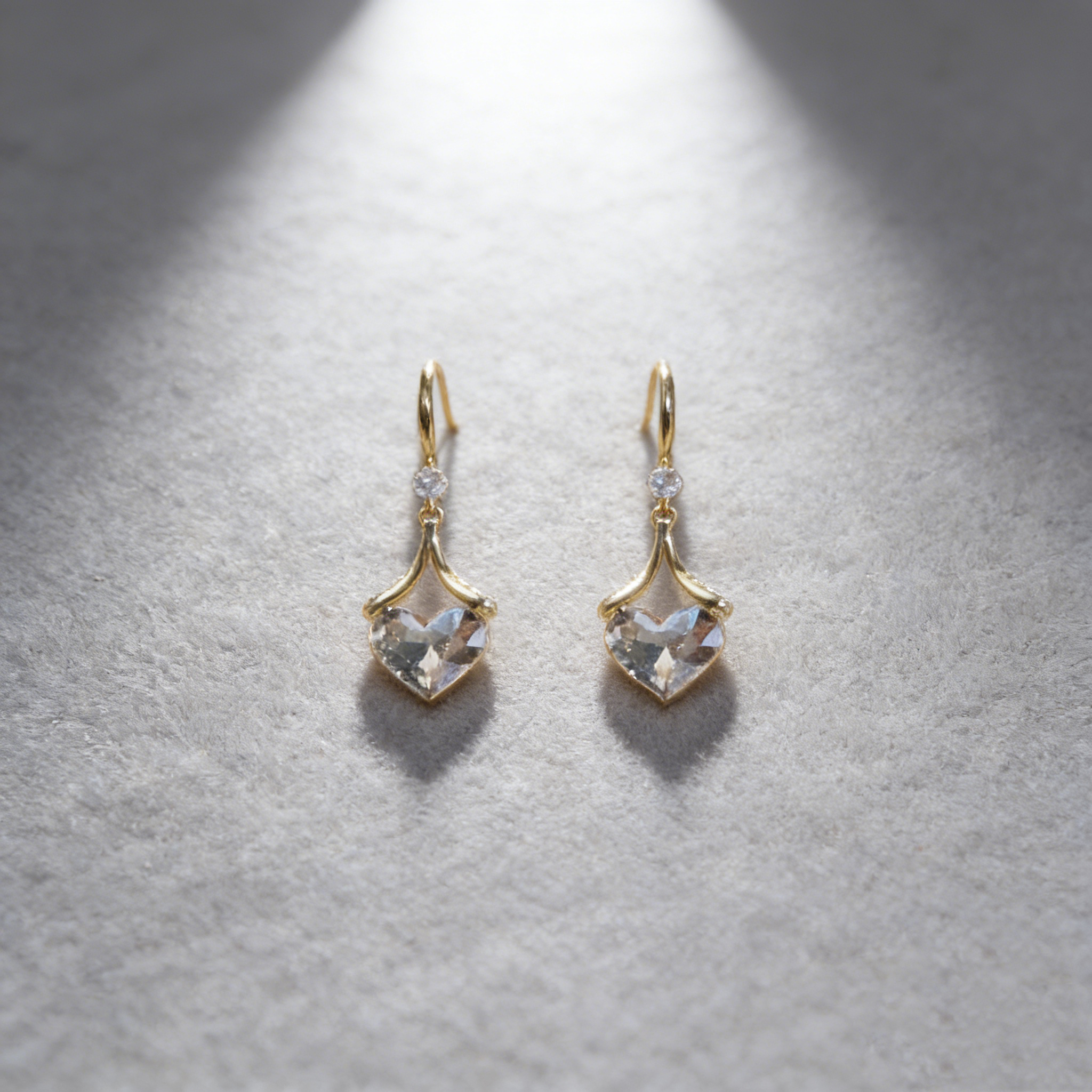 Natural Crystal Heart Earrings