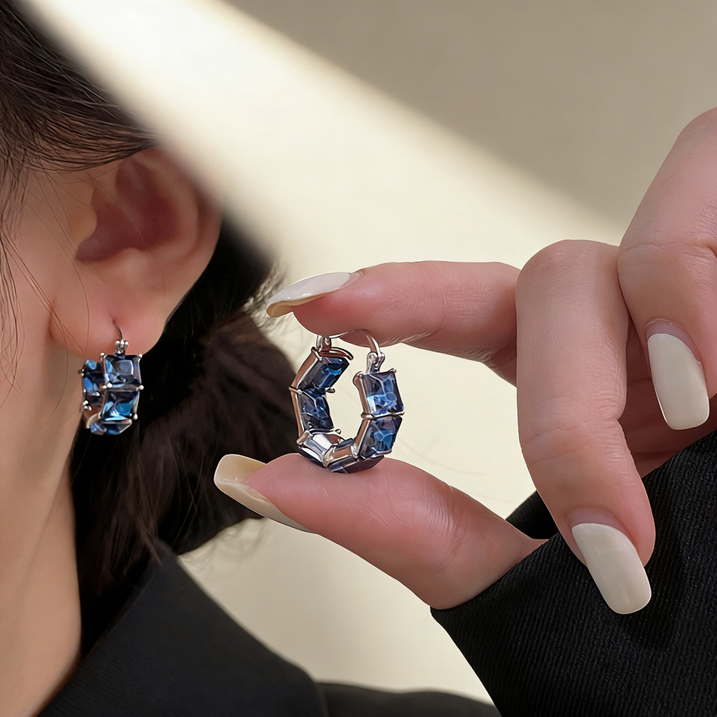 Square Sugarcube Hoop Earrings