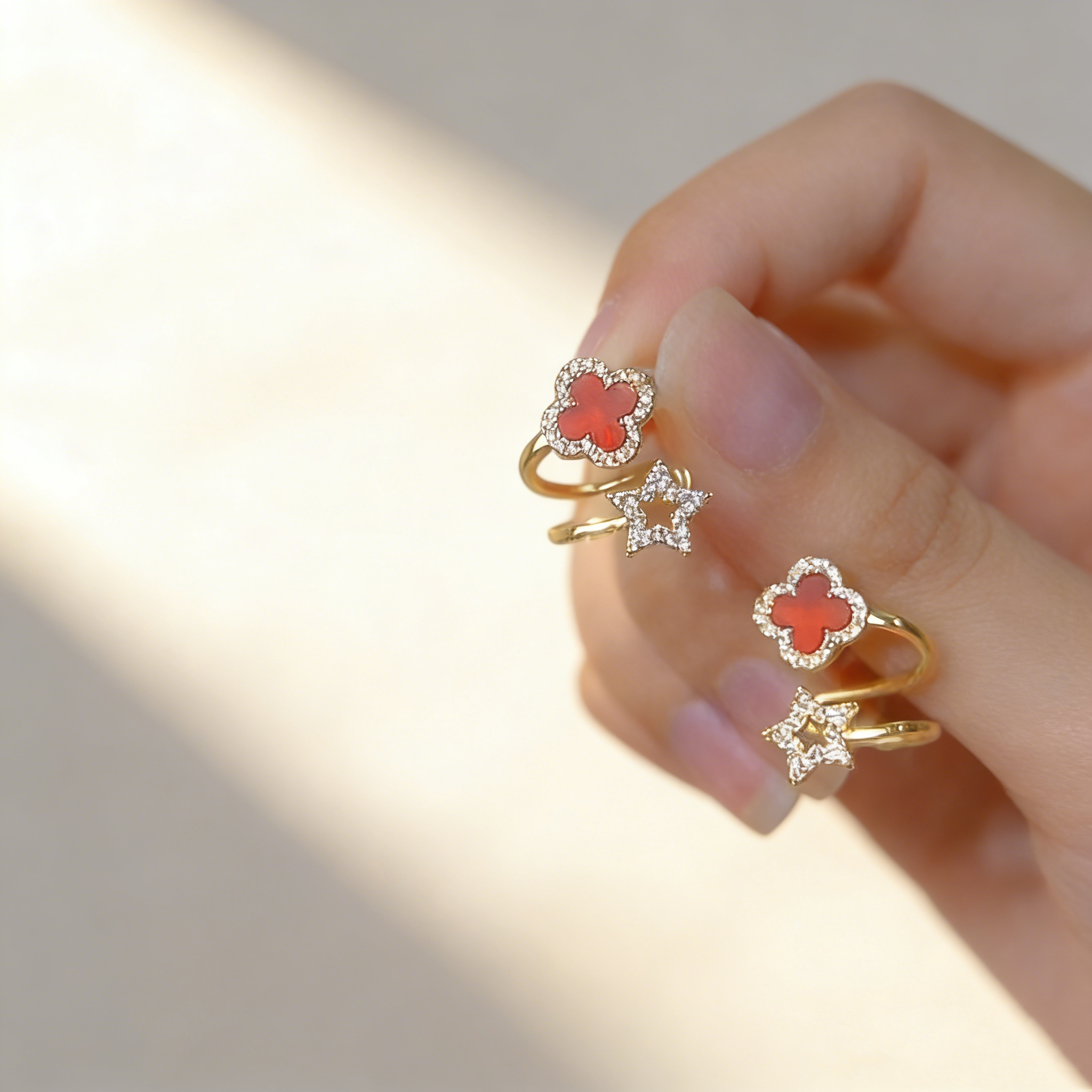 Four-Leaf Clover & Star Earrings