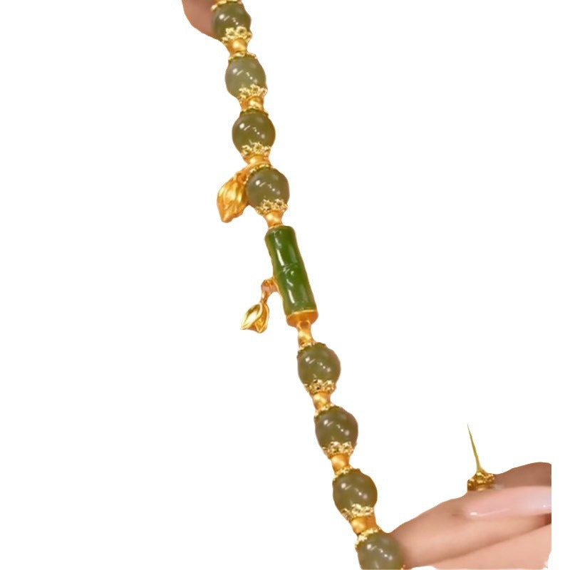 Rising Bamboo Natural Emerald Jade Stone Bracelet